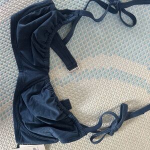 Shimmering Navy Bikini Top with Adjustable Straps